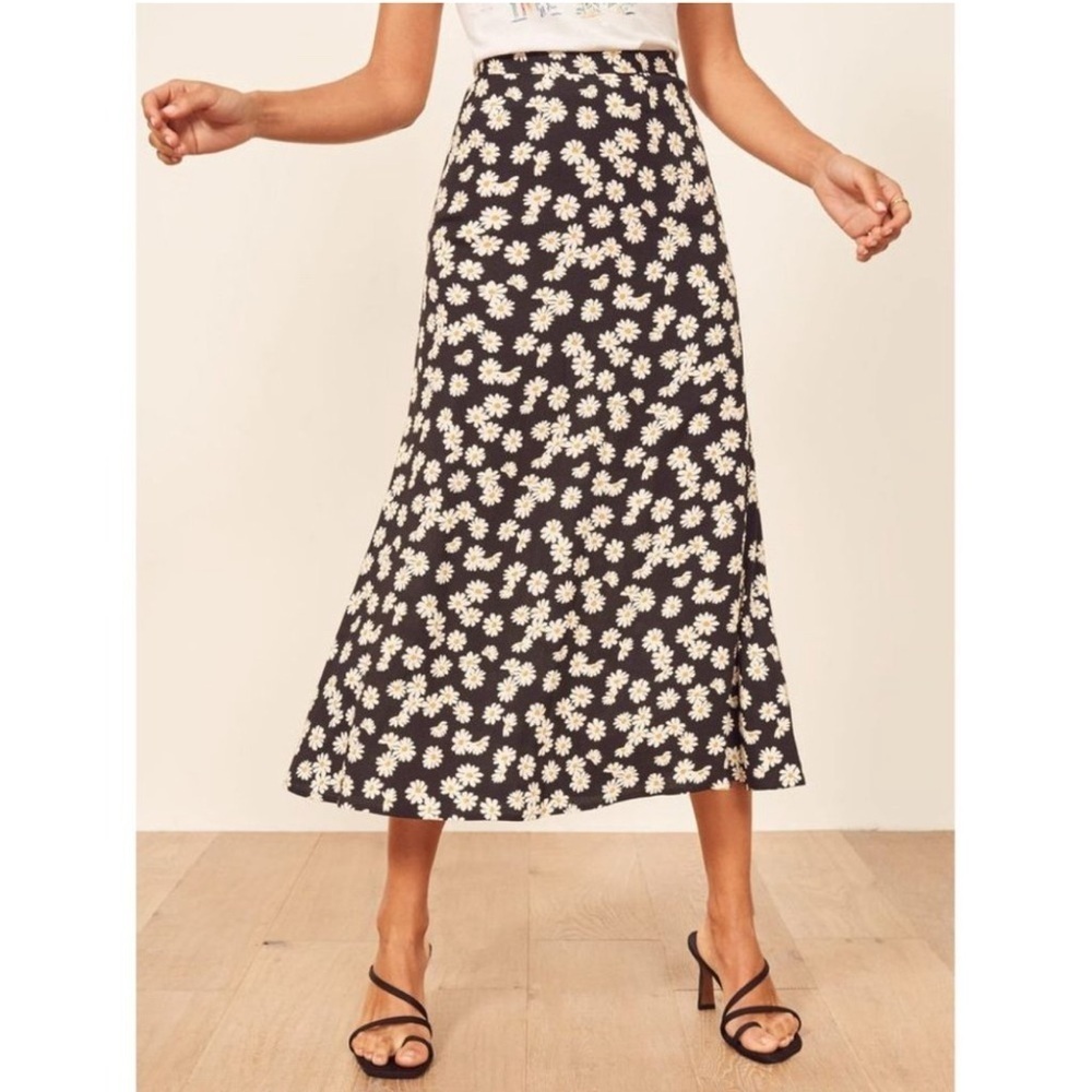 NEW Reformation Daisy Bea Floral  Midi Skirt 10